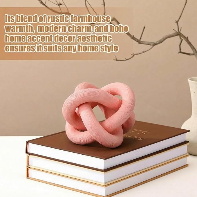 Yalikop 3 Link Wood Knot Decor Rustic Table Shelf Sculpture, Pea-Pink | Hand - Image 4