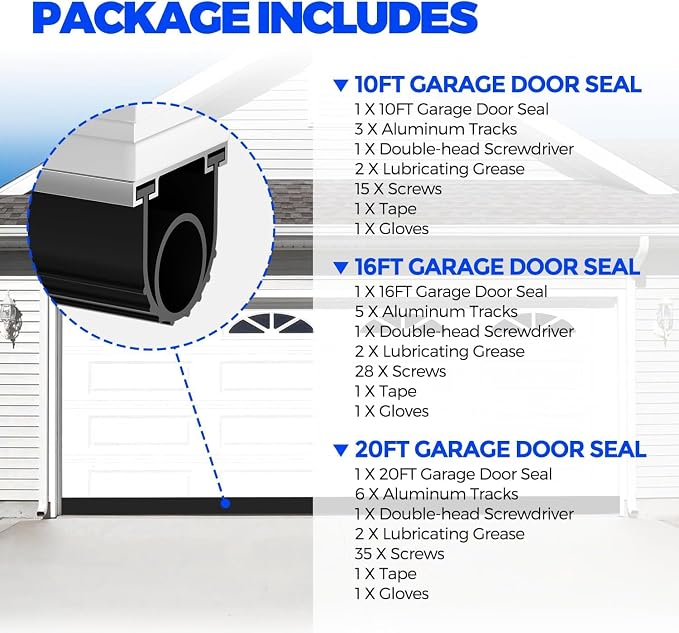 Holikme 16FT Garage Door Bottom Seal, Pre-drilled Track, U+O Rubber Seal - Image 5