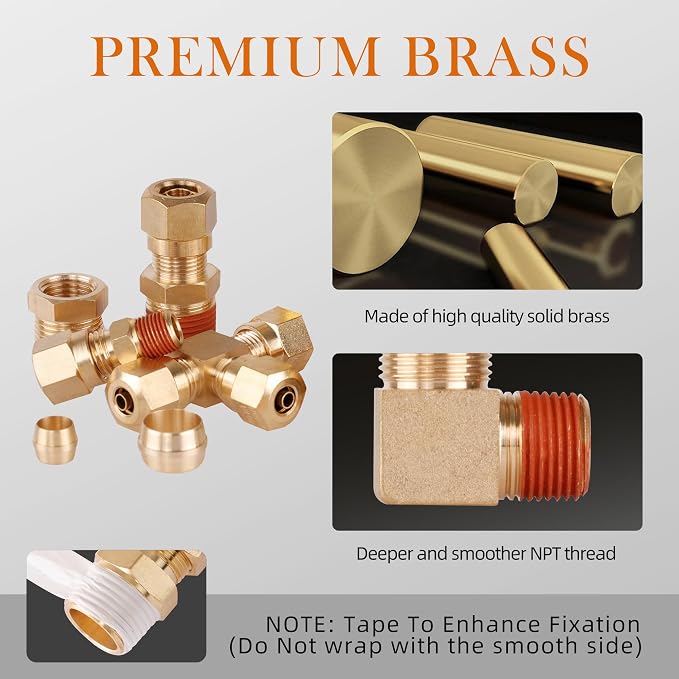 119PCS DOT Brass Compression Quick Connect Air Line Fittings Kit | 6 Size 1/4" - Image 2