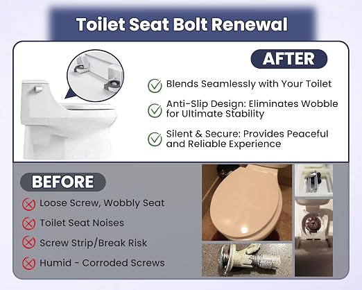 3/8" Dia Toilet Seat Screws Replacement Kit - Image 5