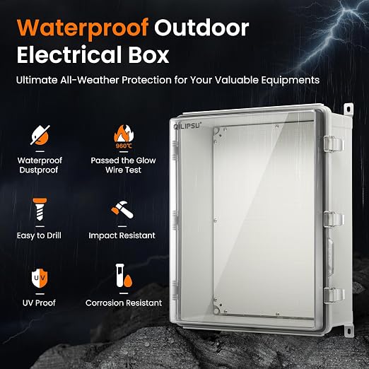 QILIPSU UL94-V0 Outdoor Electrical Box 20.3"x16.4"x7.9" Waterproof Junction Box - Image 3