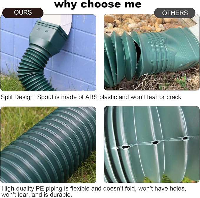 plusgutter 11.5ft Long Gutter Downspout Extensions Flexible, Down Spout Drain - Image 2