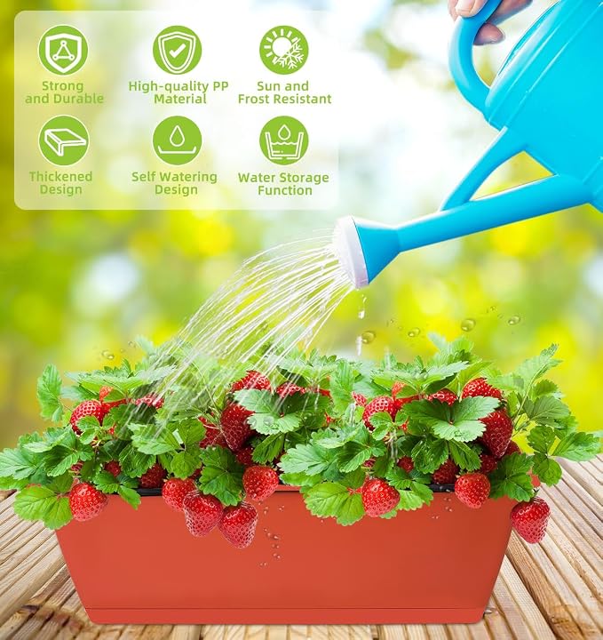 LOCONHA 7 Pack Window Box Planter, Plastic Vegetable Flower Planters Boxes | 17 - Image 4