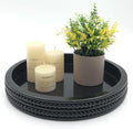 Carah & Cossh Round Wooden Tray, Round Modern Decorative Tray by CarahCossh