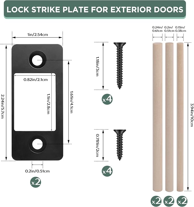 2 Pk Upgrade Large Hole Deadbolt Restorer Strike Plates, Stainless Steel Round - Image 2
