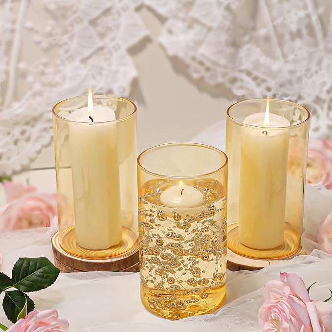 12pcs 6 Inch Gold Amber Glass Cylinder Vases - Image 7