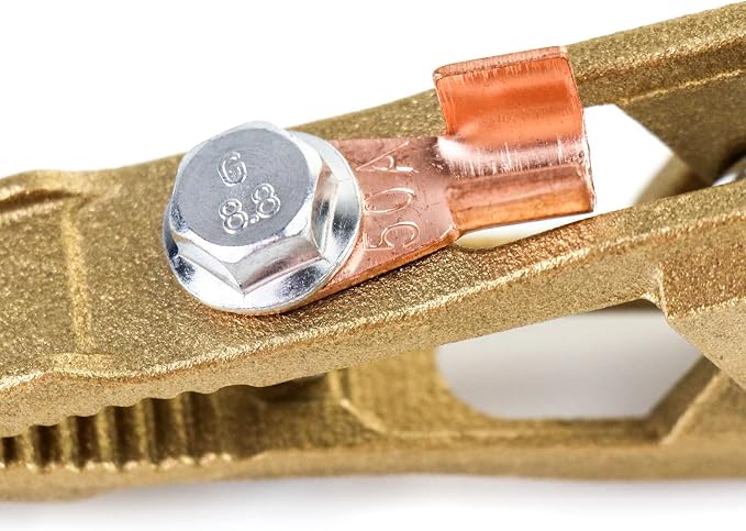 QWORK Brass A-Shape Earth Clamps, 2 Pack 260A Ground Welding Copper Grip Clip - Image 3