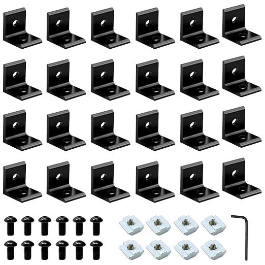 24Pack 4040 Corner Bracket Connector 90 Degree Angle Bracket Black | 40 Series by SeekLiny