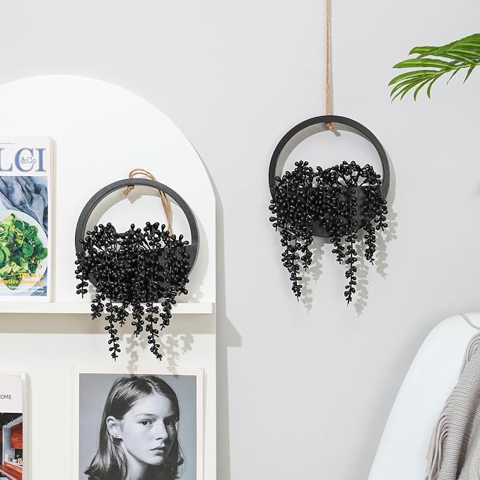 2 Pack Fake Plants Artificial Wall Hanging Succulents Plant | Boho Hanging - Image 6
