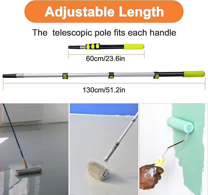 Self-Leveling Tool Kit with Rake, Spiked Roller, Spiked Shoes and 58'' - Image 3