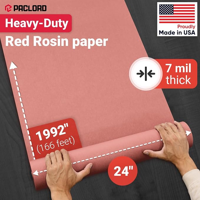 Floor Protection Paper 24" x 166' Red Rosin Paper Roll - Image 2