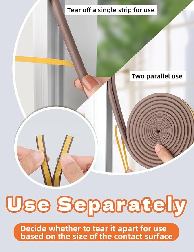 32.8 Ft Weather Stripping Door Seal Strip, Self Adhesive Door Soundproofing D - Image 2