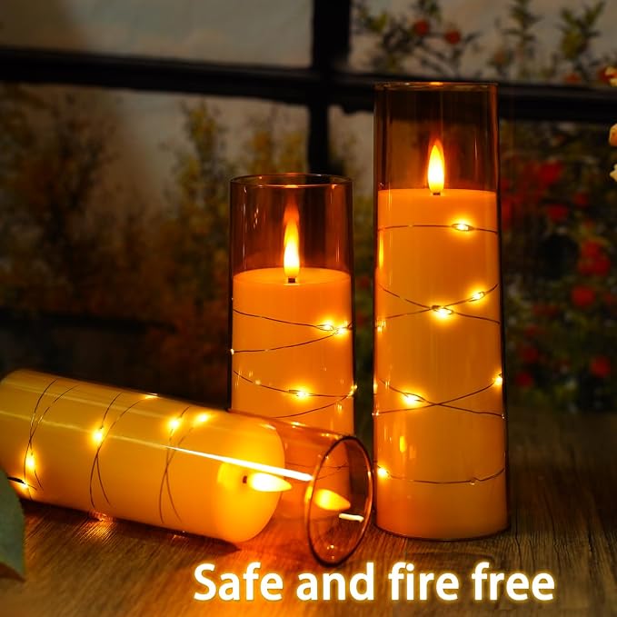 Nimiko Flickering Flameless LED Candles, Battery Operated Candles 9 Pcs - Image 3