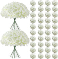 65Pcs White Hydrangea Artificial Flowers Bulk，Realistic Silk Fake Flowers by Cherica