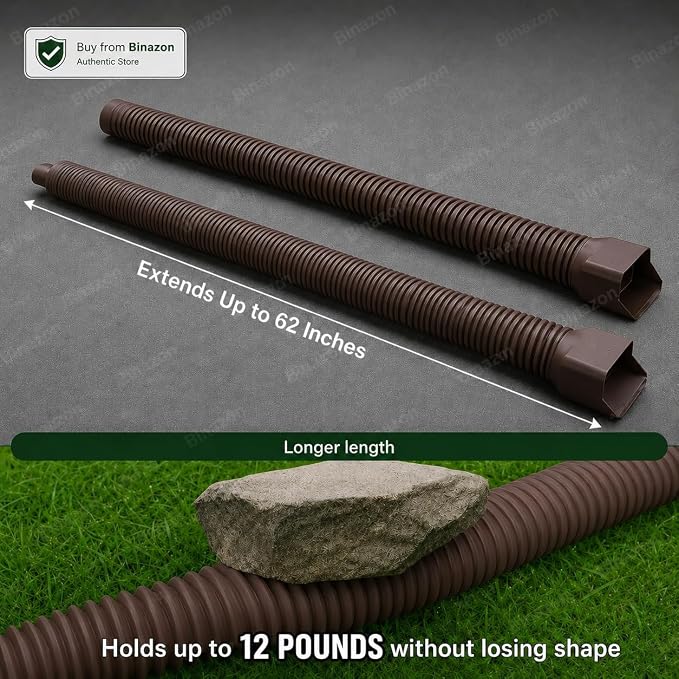 1 Pack Brown Rain Gutter Downspout Extensions, Gutter Extender - Image 2