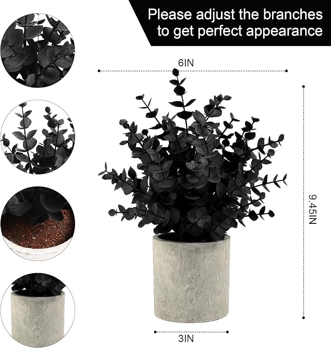Coferset 2 Pack Small Fake Plants Eucalyptus Potted - Image 6