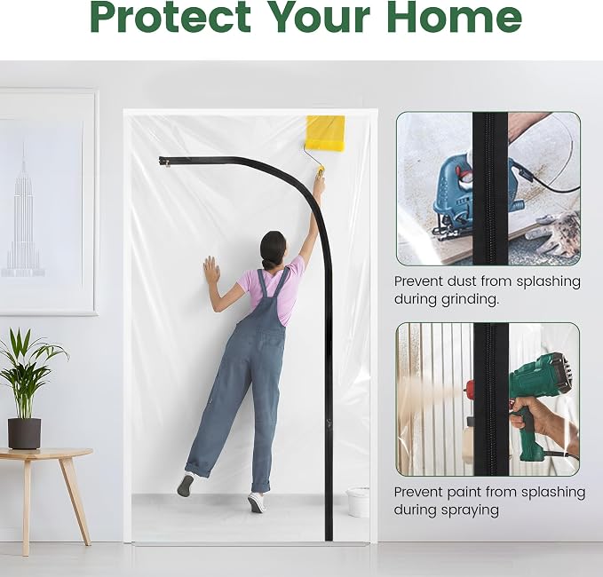 Voomey Dust Barrier 4.7 x 7.2 ft Plastic Zipper Door Dust Protection Kit - Image 5