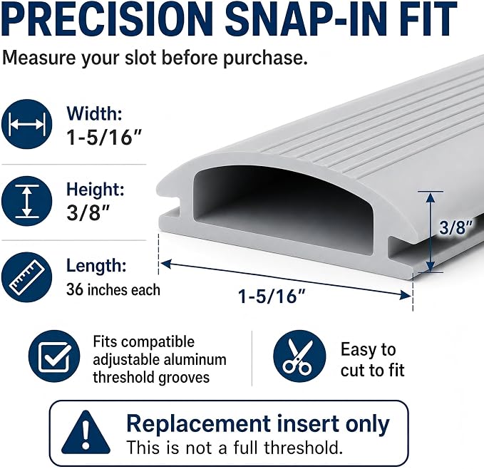 3-Pack 36 Inch Door Threshold Seal Replacement Insert, Door Threshold Strip & - Image 2