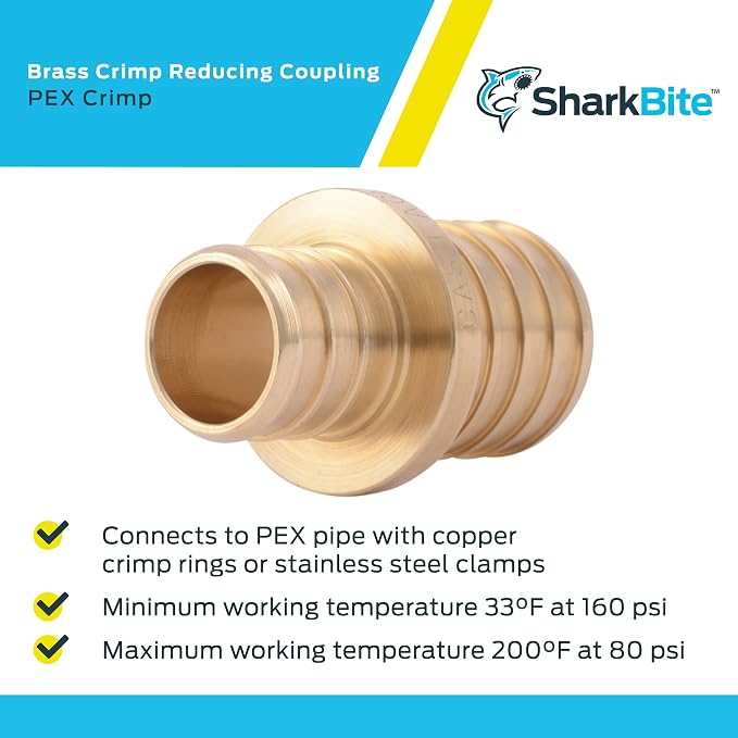 SharkBite 3/4 Inch x 1 Inch Crimp Reducing Coupling, Brass Plumbing Fitting - Image 4