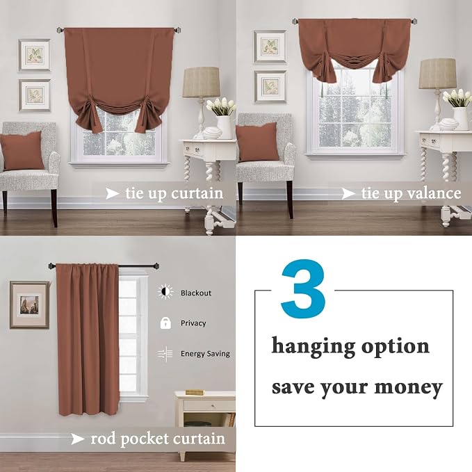 H.VERSAILTEX Blackout Tie Up Curtain Thermal Insulated Window Shade Light - Image 4