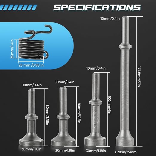 NATGAI 5 Pcs Air Hammer Bits Set, 0.4" Pneumatic Chisel Bits - Image 2