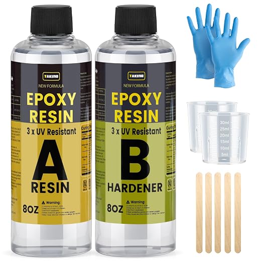 TAKIMO 16OZ 3X UV Resistant Crystal Clear Epoxy Resin Kit, 1:1 High Gloss | by TAKIMO
