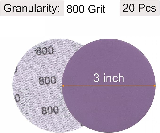 uxcell 20Pcs 3-Inch Purple Sanding Discs 800 Grits Hook and Loop Professional - Image 2
