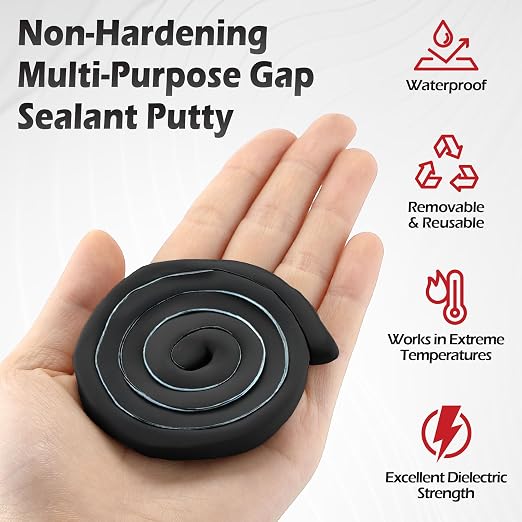 2 Pack Moldable Silicone Putty 1.5 ft x 0.32 in Black | Non Hardening Multi - Image 3