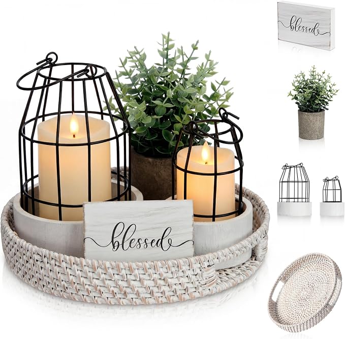 Modern Rustic Farmhouse Candle Lantern Set of 5 by Mumufy