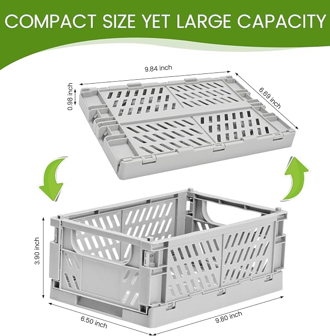 HUUSMOT 2-Pack Collapsible Plastic Storage Baskets, 9.8"x6.5"x3.8" | Pastel - Image 3
