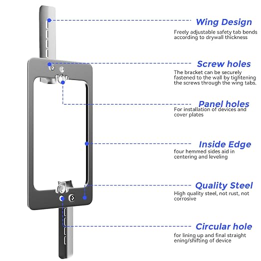 Low Voltage Mounting Bracket 1 Gang, Wall Plate Repair Spacer, Metal Low - Image 3