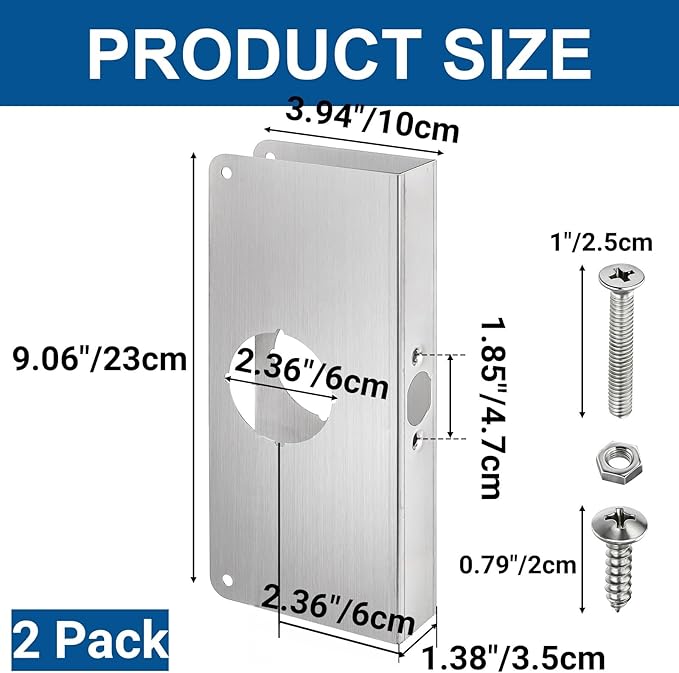 Tlence 2 Pack Door Reinforcement Plates, Stainless Steel Lock and Door - Image 2