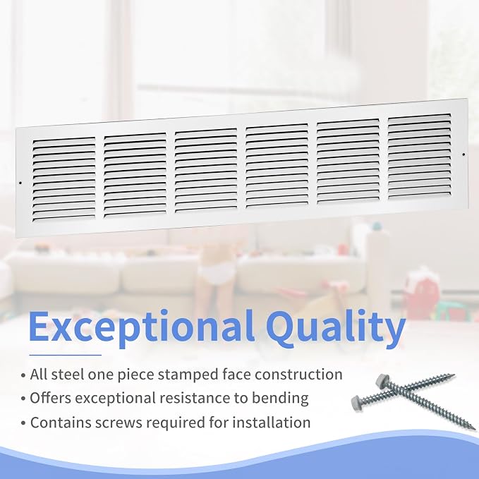 Howeall 30"W x 6"H Steel Return Air Grille, Air Return Vent Cover - Image 2