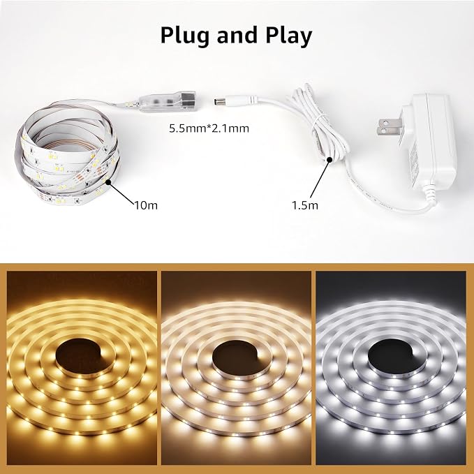 Lepro LED Tunable White Strip Light, Warm to Cool White, 32.8ft Dimmable Bright - Image 7