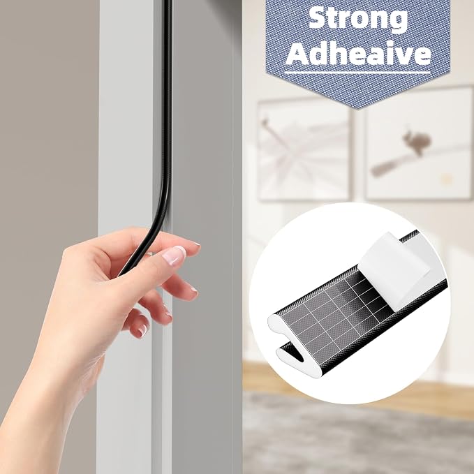 V Shape Door Weather Stripping for Small Gaps, Foam Seal Tape 19.7FT | Black - Image 5