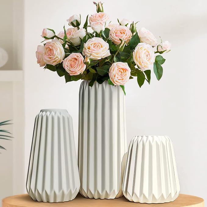 Ceramic Vases Set of 3-White Vase - Image 5