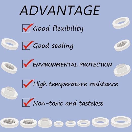 ZDBB 70 Pcs Plumbing Silicone Gasket Assortment Kit VMQ Silicone Washer - Image 8