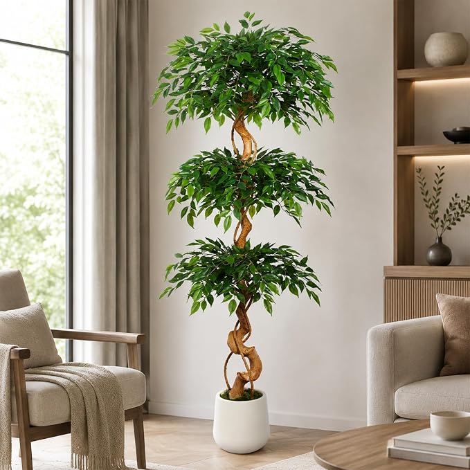6FT Artificial Ficus Tree, 72in Fake Silk Tree - Image 8