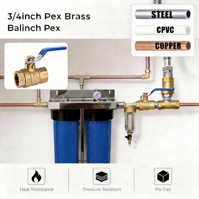 VANCOCO 3/4" NPT Full Bore Ball Valve, Heavy Duty Brass Female x Female Thread - Image 2