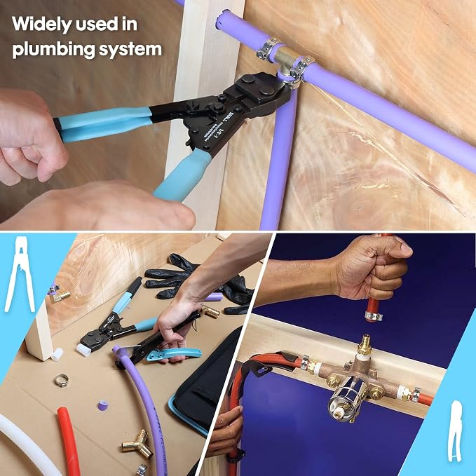 SHALL Pex Crimping Clamp Cinch Tool and Pipe Hose Cutter, Pipe Fitting Crimper - Image 7