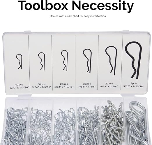 Neiko 50457A Cotter Pin Assortment Kit, 150 Piece Zinc Plated Steel Clips - Image 5