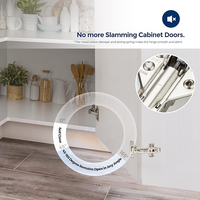 Ravinte Kitchen Cabinet Hinges, 165 Degree Door Hinges, 1 Pairs 2 Pack | - Image 5