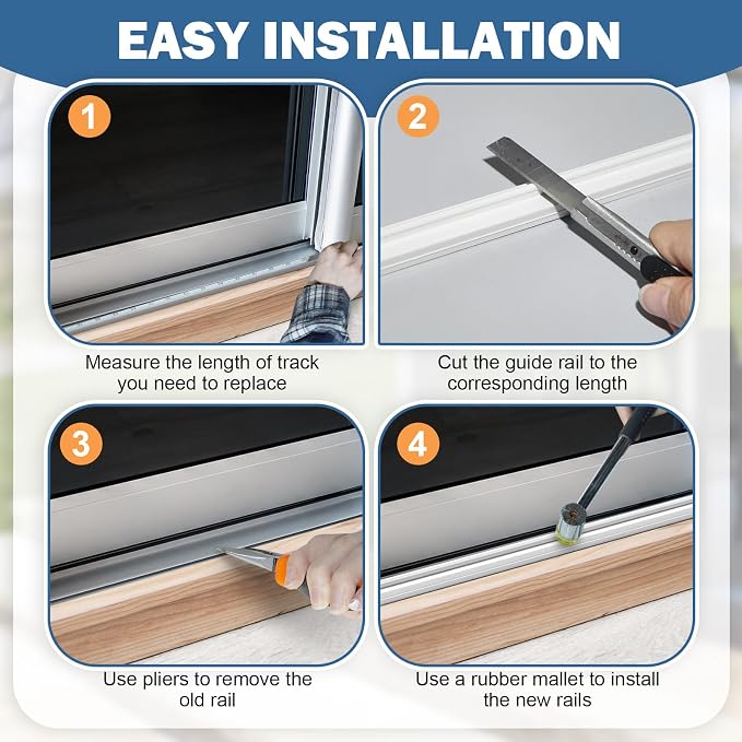 CroBlissful 2 Pcs Sliding Screen Door Track Bottom Replacement 72 Inch White - Image 5
