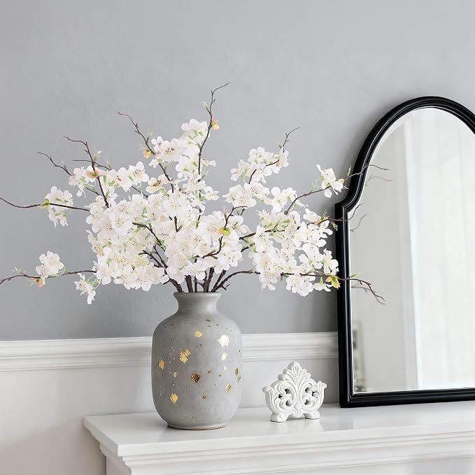 INXUGAO Artificial Cherry Blossom Branches Decor 12 PCS Fake Flowers Indoor | - Image 5