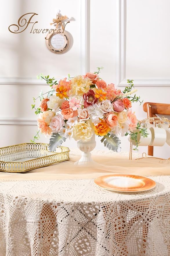 Artificial Flowers Combo Champagne Flowers Mix Silk Flowers Dahlia Roses - Image 3