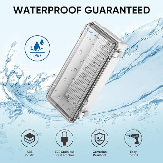 TICONN Outdoor Electrical Box Waterproof, ABS IP67 Junction Box Enclosure | - Image 2