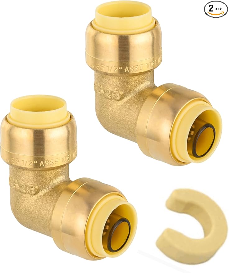 2piece EFIELD 1/2-inch 90-Degree Elbow, Push-Fit Brass Fittings | Connect Copper by EFIELDPEXTUBING