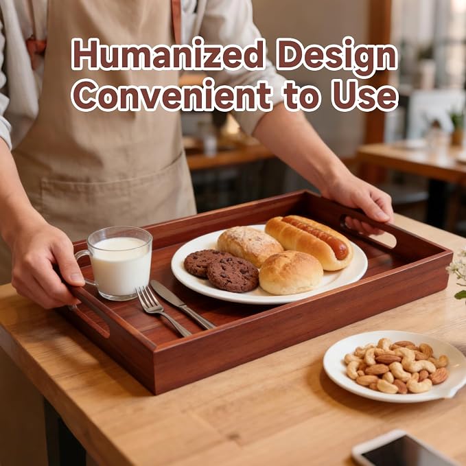 17 x 12 Inch Acacia Wood Large Serving Tray - Image 3