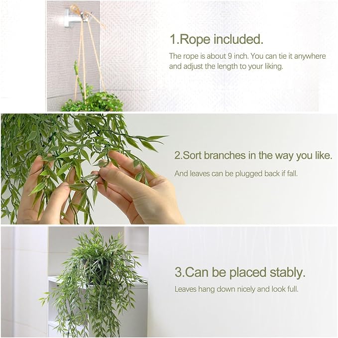 3 Packs 18.5" Fake Hanging Plants - Image 7