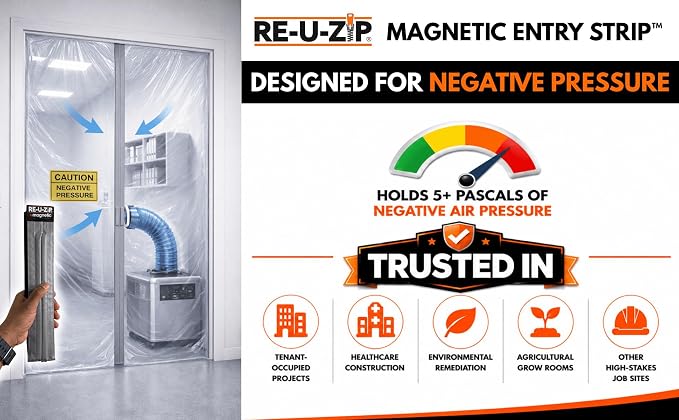 RE-U-ZIP Self-Closing Magnetic Dust Barrier Entry Strip, Hands-Free Zipper - Image 7